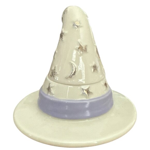 Lenox Halloween Witch Hat Votive Candle Holder Ivory Purple Gold Accents - Picture 4 of 7